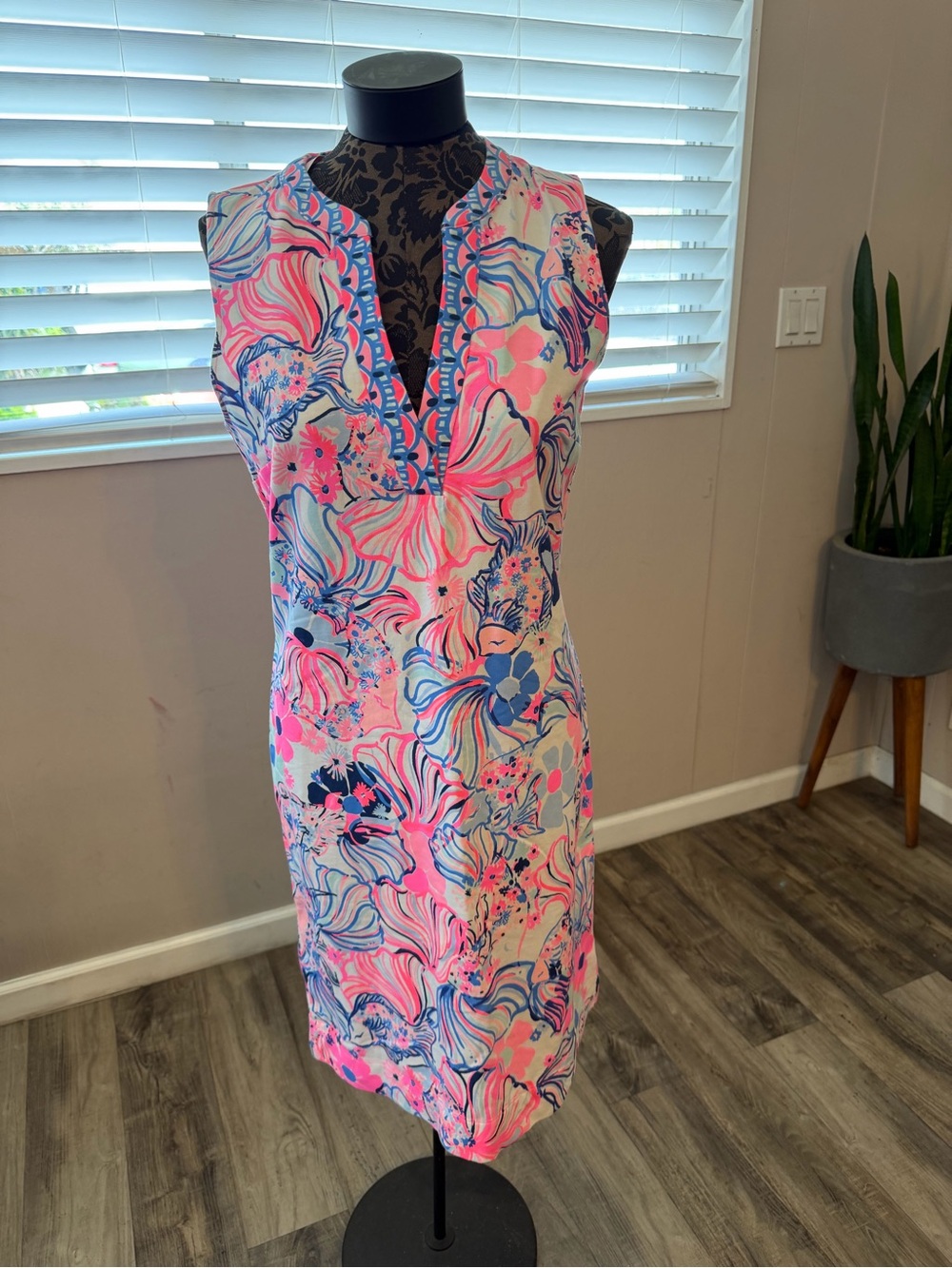 Lilly Pulitzer Pink & Blue Floral-Print Mini Dress - NWT